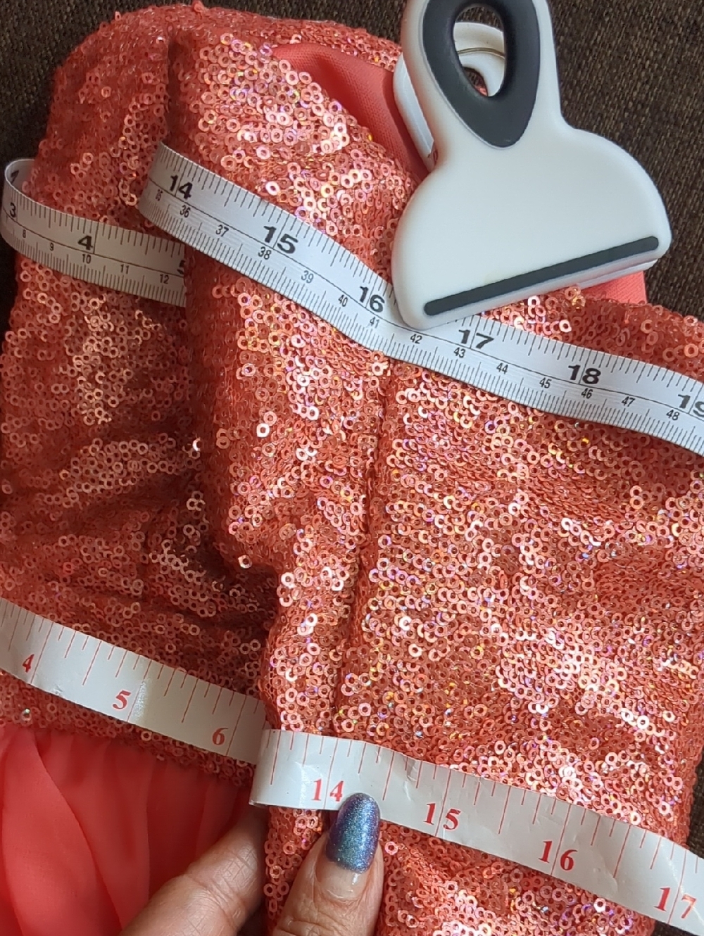 Windsor Coral Pink Strapless Sequin Bodice-Shifon Ruffle-Tiers Skirt/Mini Dress - Picture 6 of 13